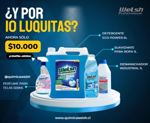 PACK LIMPIEZA ROPA 10MIL - DETERGENTE, SUAVIZANTE, PERFUME DE TELAS Y DESMANCHADOR